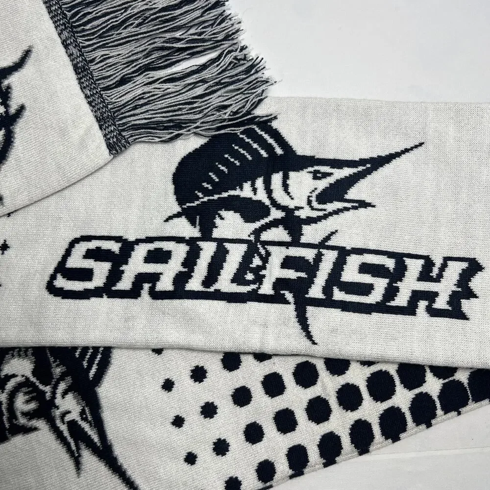 LogoFit Sailfish Reversible Scarf Navy White Knit Marine Palm Beach Atlantic PBA